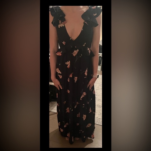 Aqua Ruffled Maxi Dress in Navy Multi - Picture 6 of 6